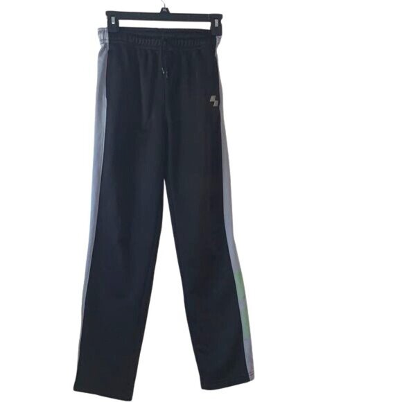 Slazenger Boys Sport Track Pants L Black With Side Stripes - Picture 1 of 5
